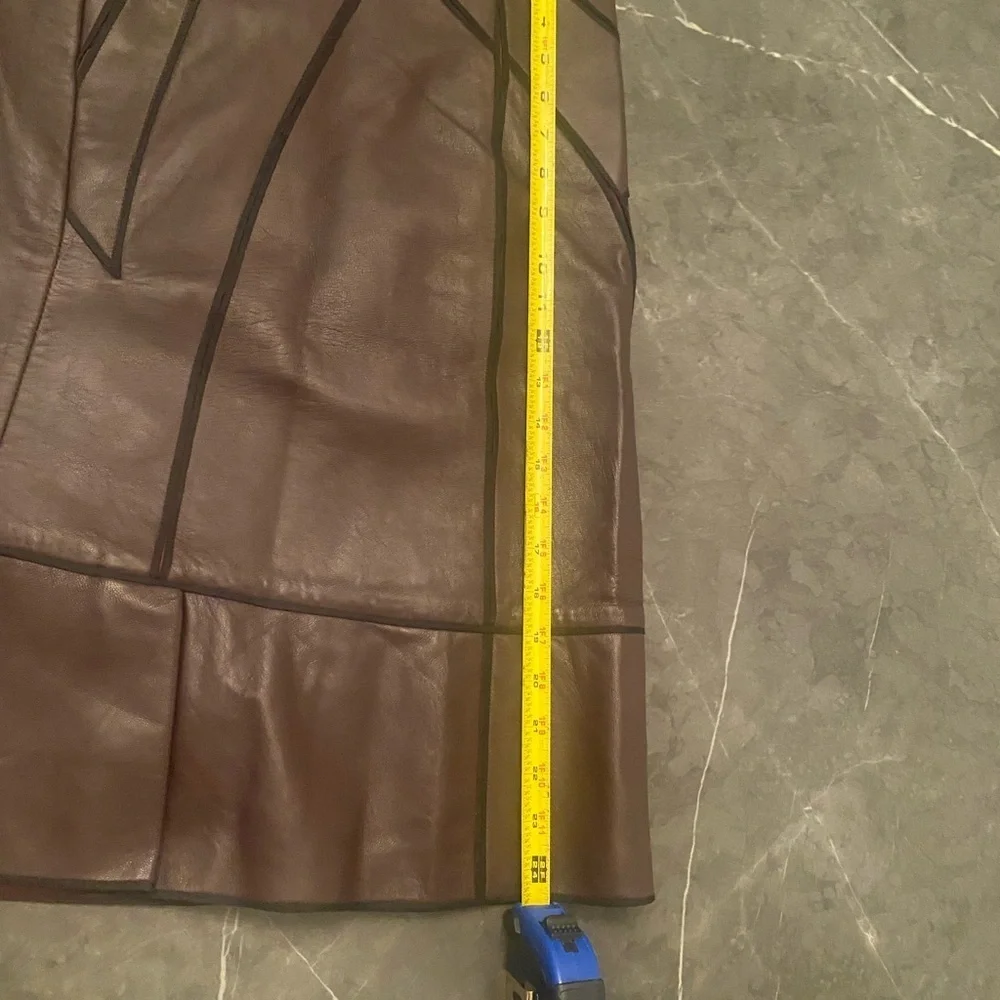 J. Mendel Brown Leather Midi Skirt